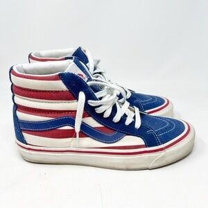 Vans Blue and Red High-Top Sneakers